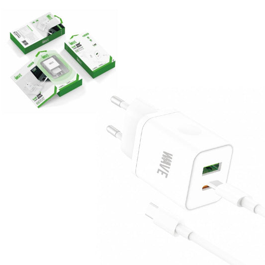 Charger USB / USB-C with USB-C to USB-C Cable Wave WA-166-20 20W EU white