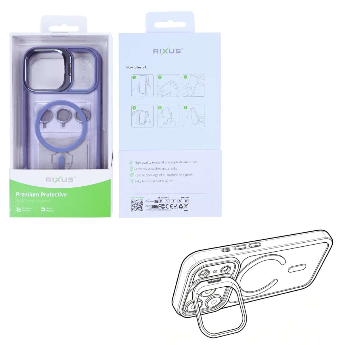 Back Case Magsafe Stand Rixus Apple iPhone 17 Pro Max light blue