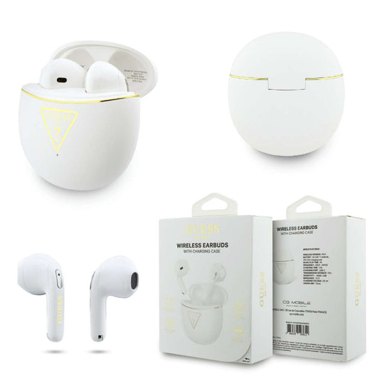 Earphone Guess Line Triangle Wireless white