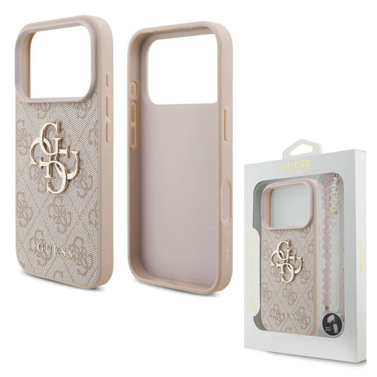 Back Case Magsafe Apple iPhone 17 Pro Guess 4G Classic Logo with Strap pink