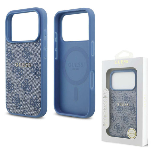 Back Case Magsafe Apple iPhone 17 Pro Guess PU Leather 4G Classic Logo blue