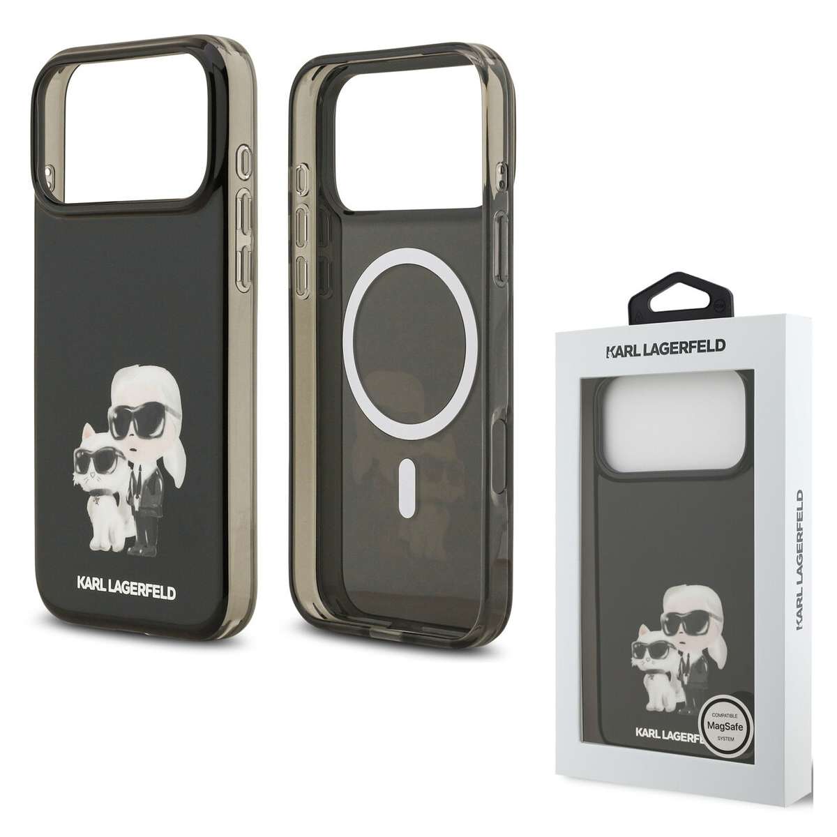 Back Case Magsafe Apple iPhone 17 Pro Max Karl Lagerfeld Aquarelle Karl & Choupette black