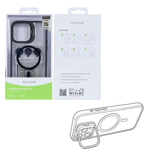 Back Case Magsafe Stand Apple iPhone 15 Pro Max Rixus Classic black