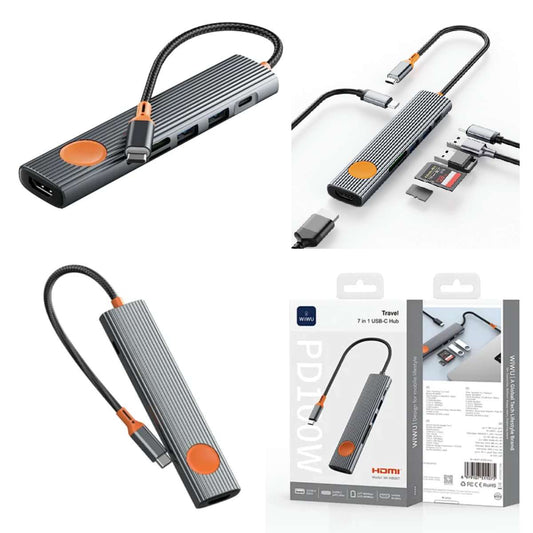 Adapter USB-C Wiwu Wi-HB007 7-in-1 gray