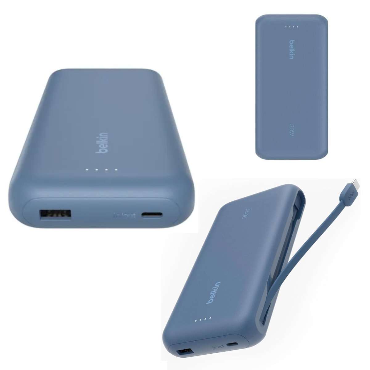 Power Bank Belkin 30W 20000mAh Integrated USB-C / USB-C / USB blue