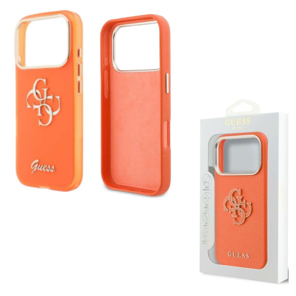 Back Case Apple iPhone 17 Pro Max Guess Resin Logo orange
