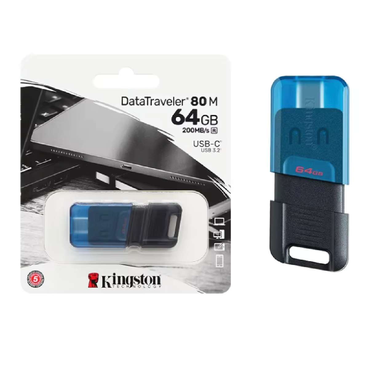 Pen Drive Kingston USB-C 3.2 64GB black blue