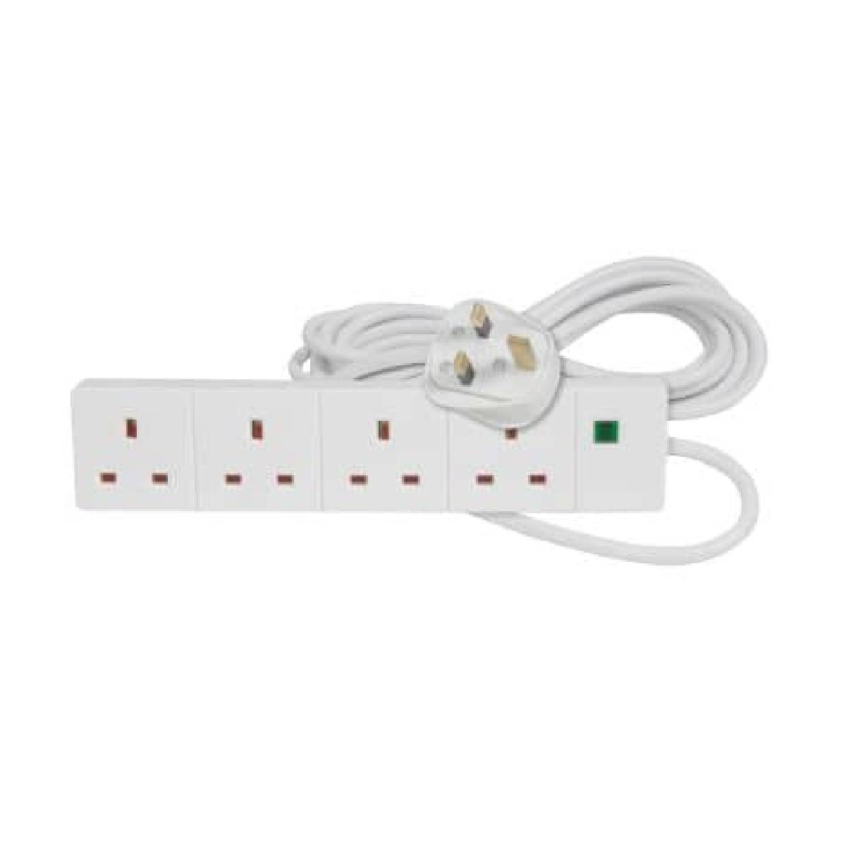 Power Socket Extension Mercury 4 Gang 5m UK white