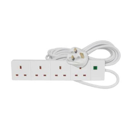 Power Socket Extension Mercury 4 Gang 5m UK white