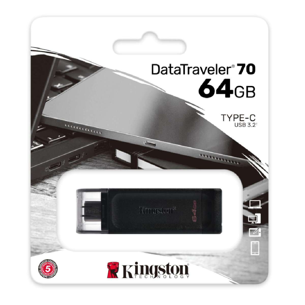 Pen Drive Kingston USB-C 3.2 64GB black