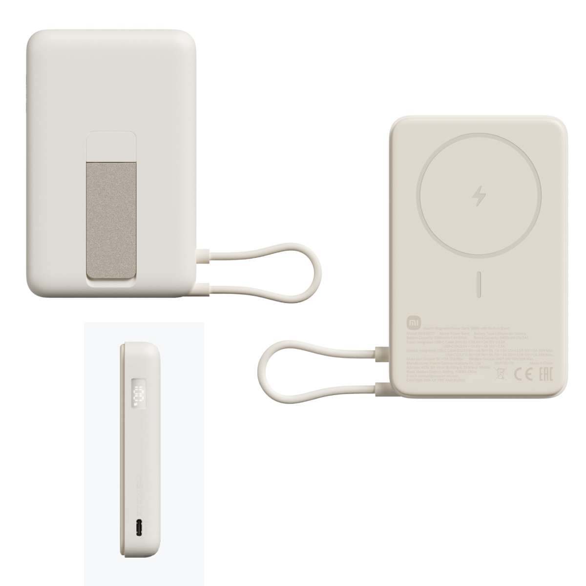 Power Bank Magsafe Stand Xiaomi 10000mAh Integrated USB-C / USB-C beige