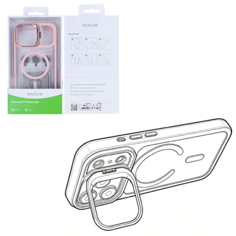 Back Case Magsafe Stand Rixus Apple iPhone 17 Pro light pink