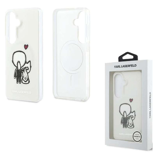 Back Case Magsafe Samsung S26 S942 Karl Lagerfeld IML Karl & Choupette white