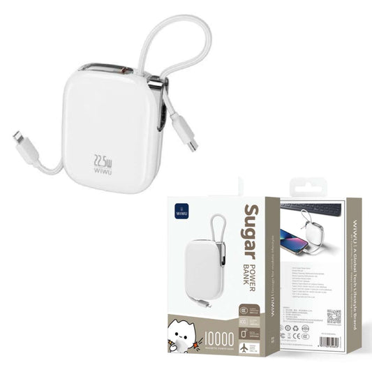 Power Bank USB-C Wiwu Sugar MH136 Integrated Cable 22.5W 1000mAh white