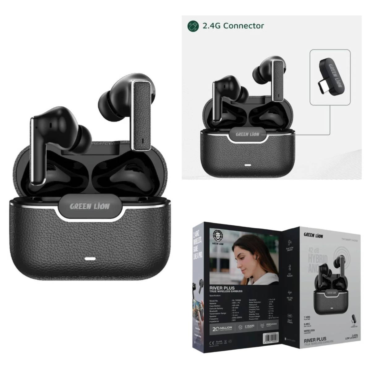 Earphone Green Lion Reiver Plus Wireless black
