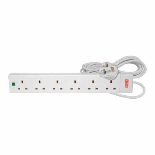 Mercury 6-Gang/5M Surge Protected Power Extension white