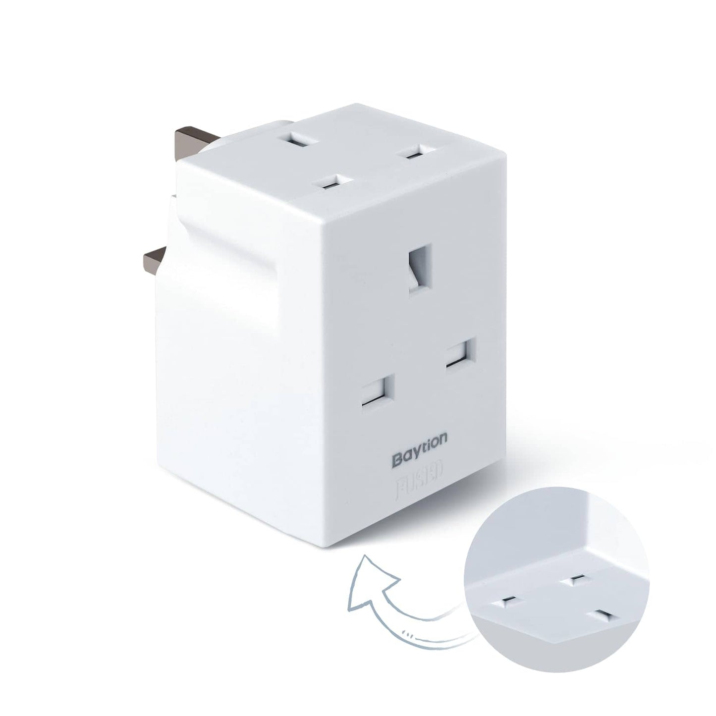 EMK Uk Adapter 13A 3-Way Poka 50/60HZ AC220-250V white