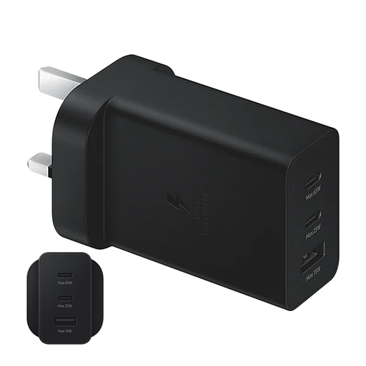 Зарядное устройство Dual USB-C / USB Samsung Trio 65W EU Pin черное