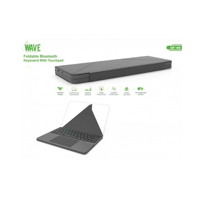 Keyboard with Touchpad Wireless recharable Foldable  Wave WA-418 black