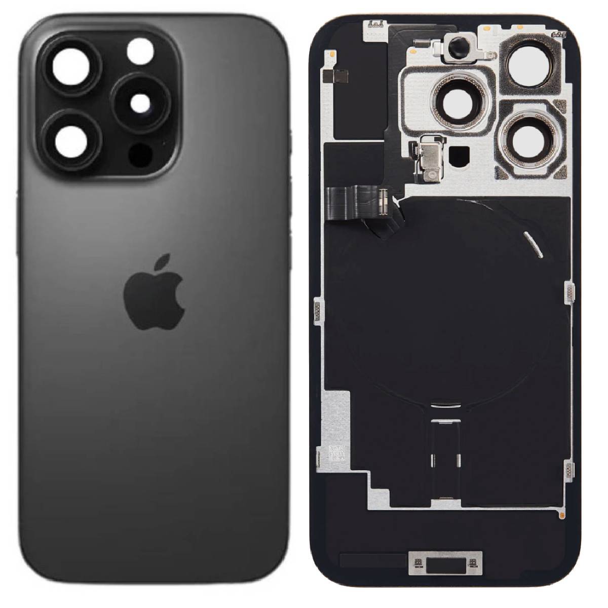 Back Battery Cover Lens Magsafe NFC Flashlight Apple iPhone 16 Pro Max black (Original) Pulled